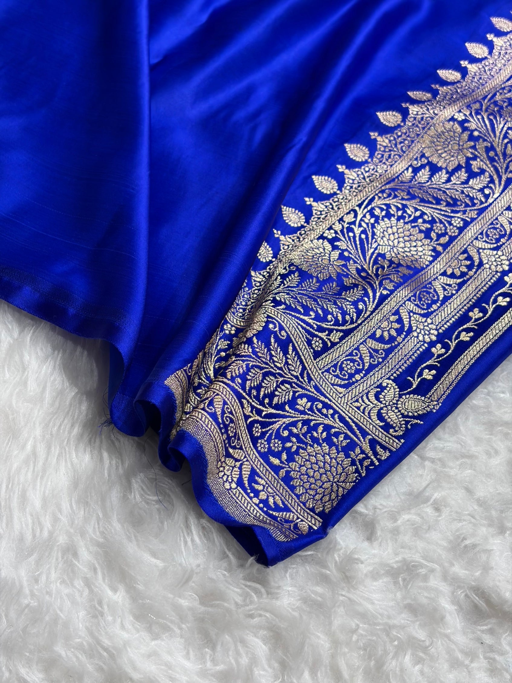 Banarasi Royal Blue Banarasi Jaal Katan Silk Saree SKM37