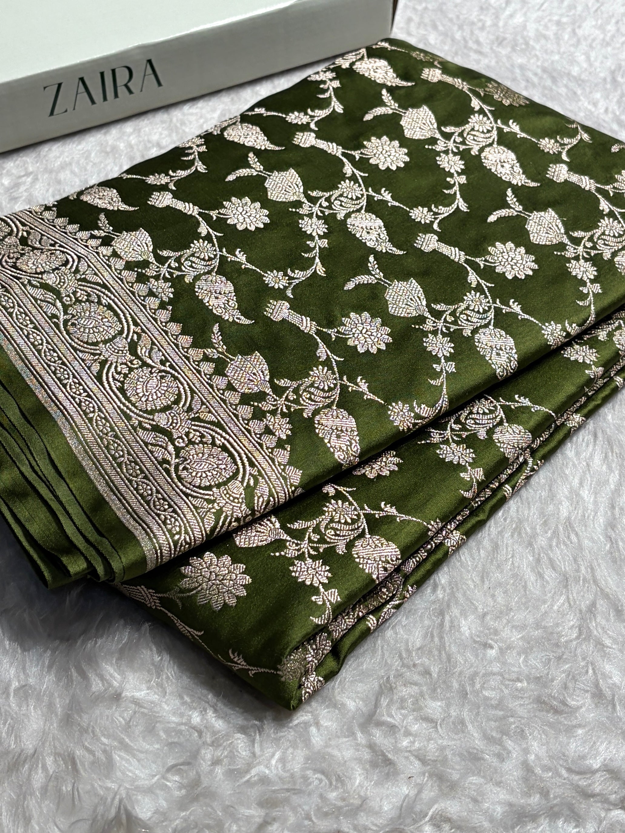 Mehendi Green Shades Jaal Mashru Silk Saree MS42