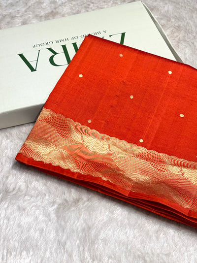 Rusty Orange Shades Handwoven Pure Paper Silk RM-62