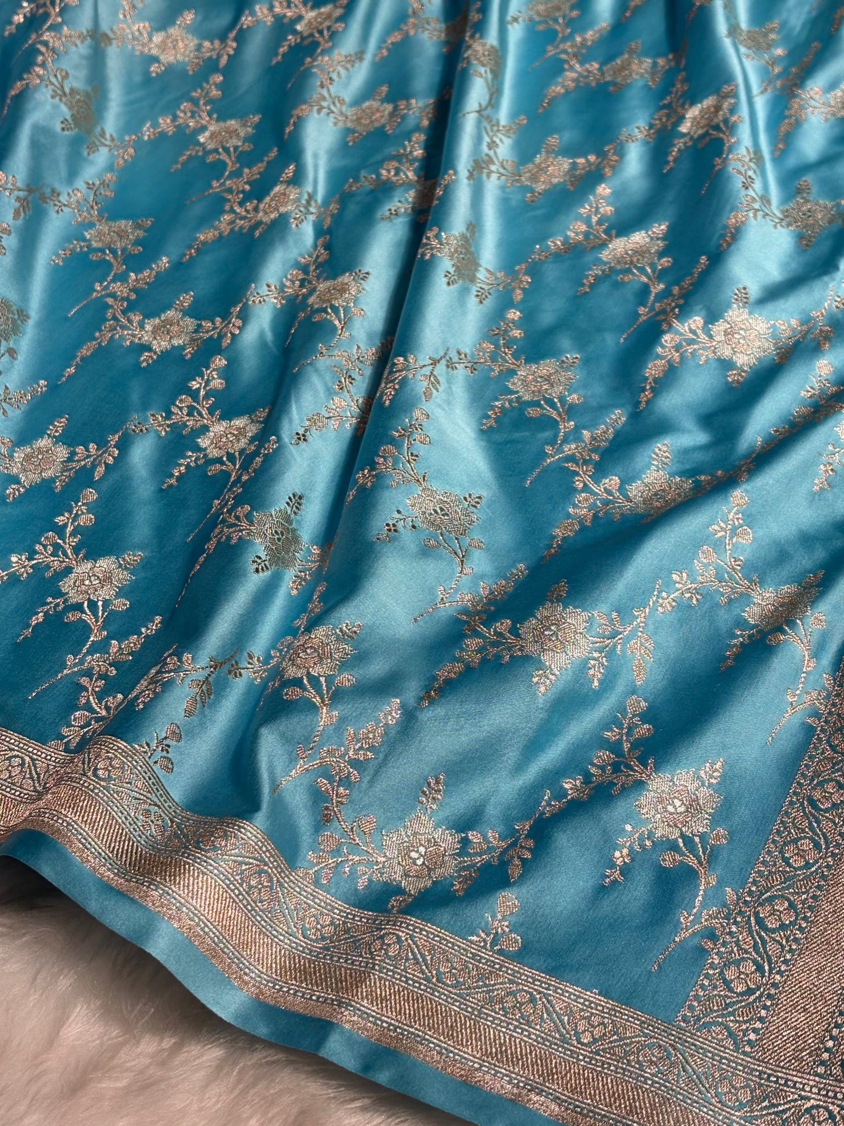 Sky Blue Minakari Jaal Mashru Silk Saree MS08