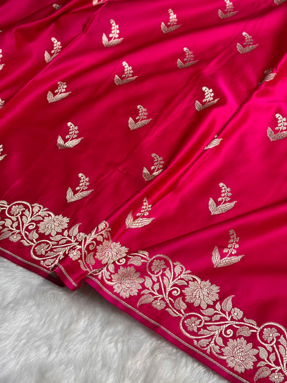 Cross Rani Boota With Floral Border Mashru Silk Saree MSM-90