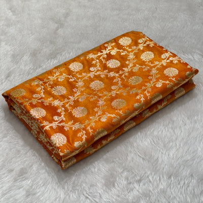 Light Weight Orange Gold Satin Silk Saree SS15
