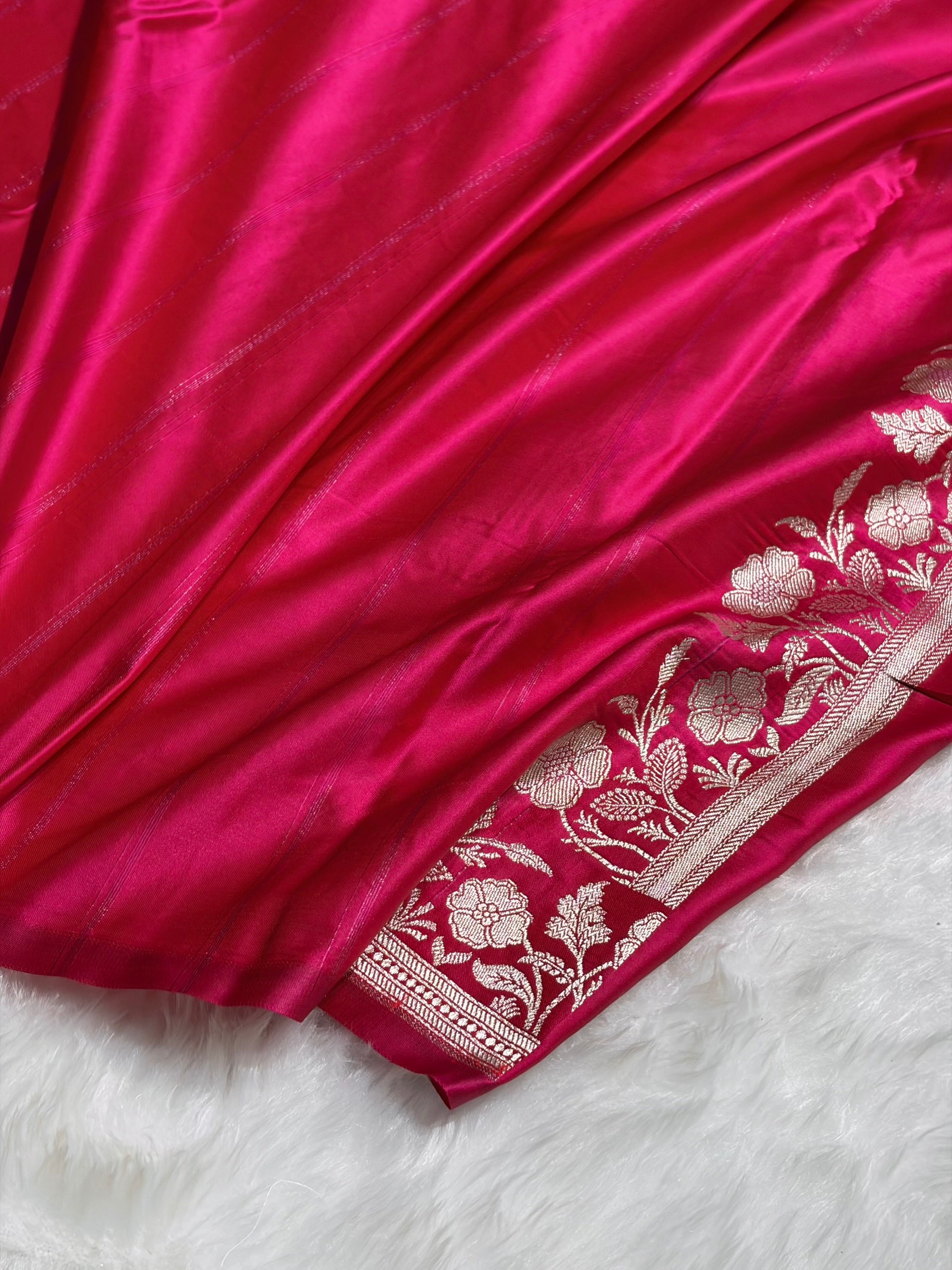 Rani Boota With Floral Border Mashru Silk Saree MSM-86