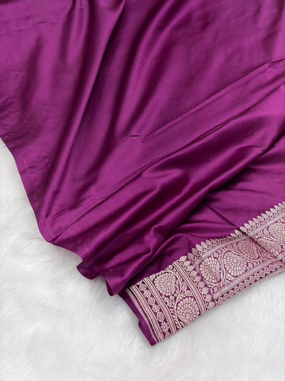 Contrast Gray Shades With Minakari Jaal Pattern Mashru Silk Saree MS57
