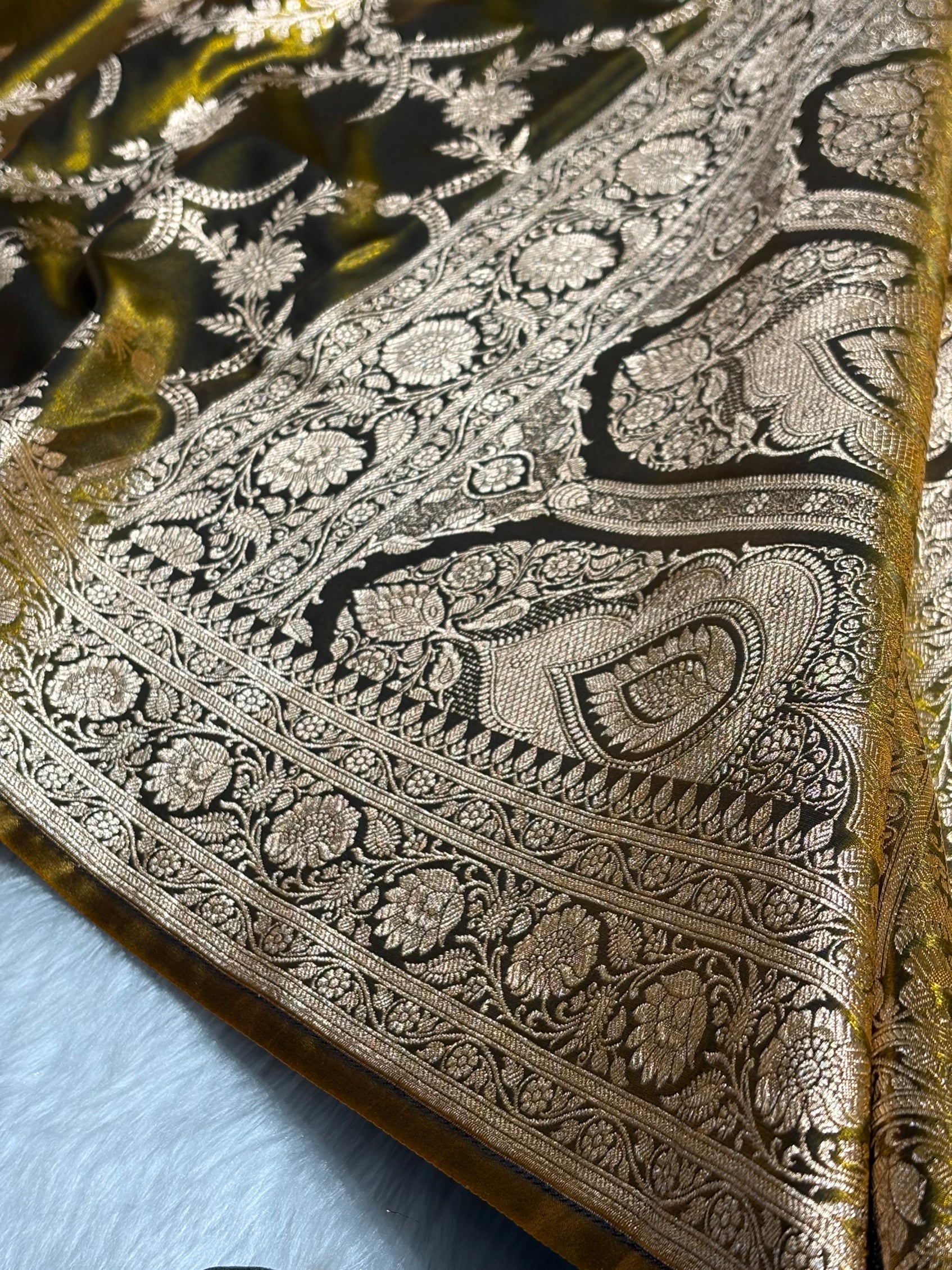 Satin Silk Banarasi Jaal In Mehendi Green Shades SS18