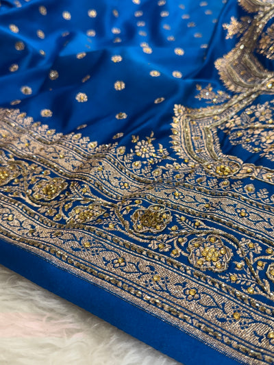 Blue Katan Silk with Ari , Zardozy and Stone BSK01