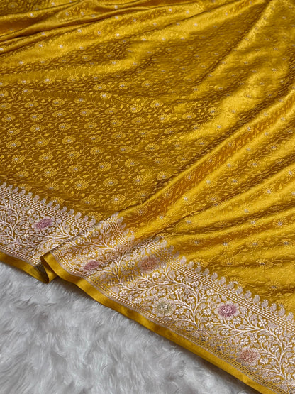 Mustard Shades Booti Tanchoi Mashru Silk Saree MS49