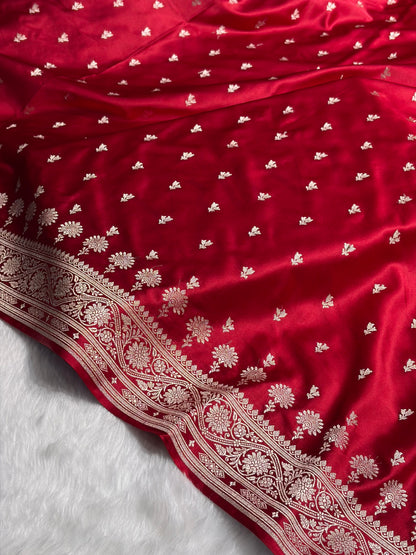 Banarasi Maroon Shades Floral Mashru Silk Saree MS89