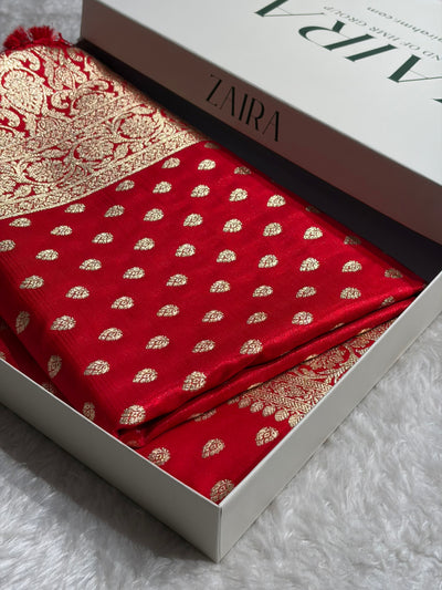 Satin Silk Booti in Red Shades SS01