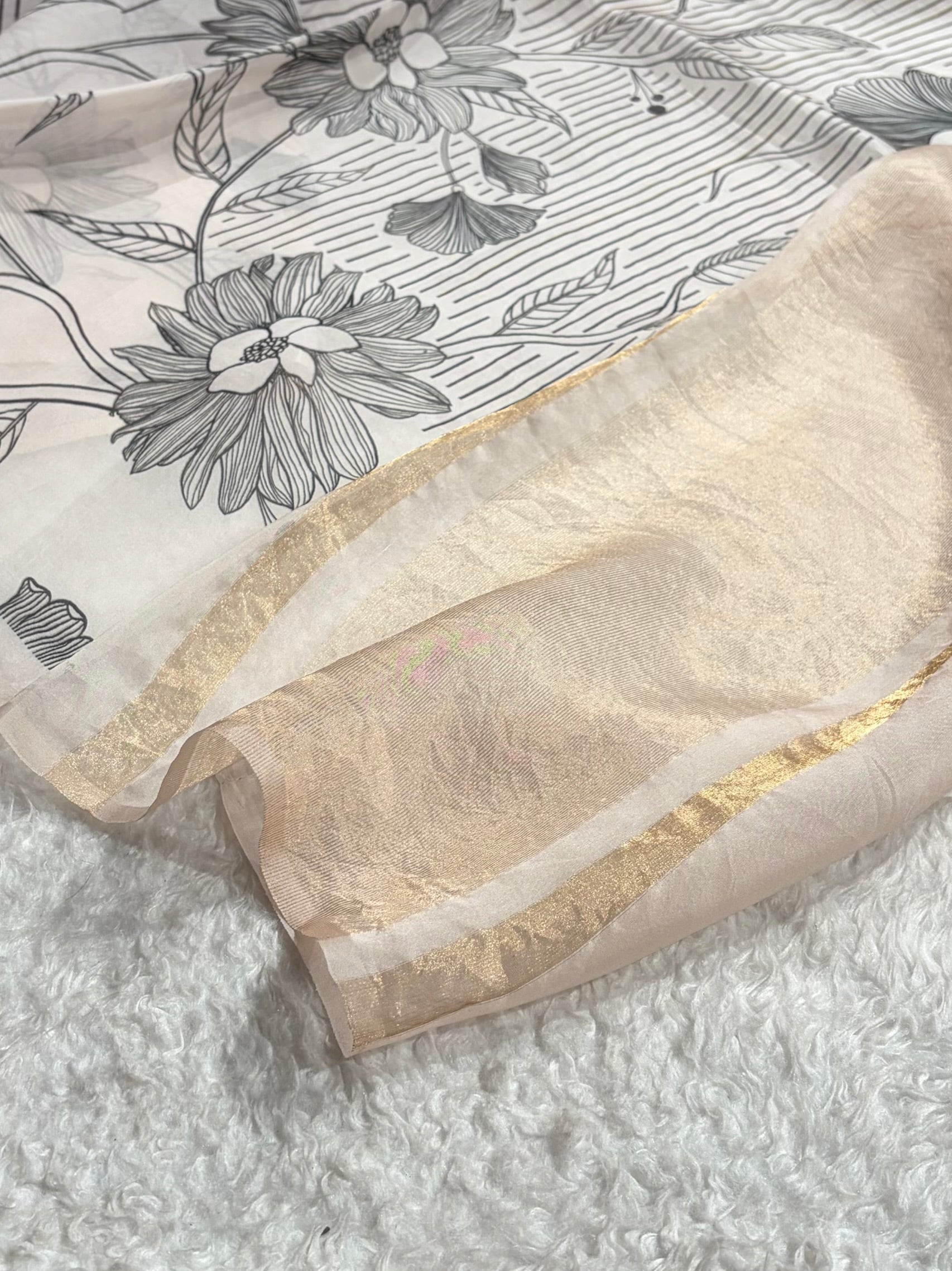 Beautiful Organza with Pastel Multicolor Florals POP15