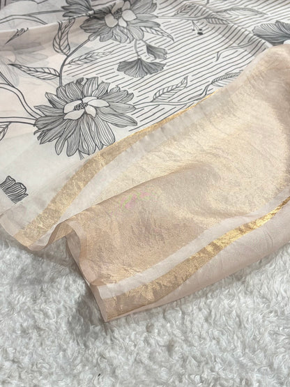 Beautiful Organza with Pastel Multicolor Florals POP15