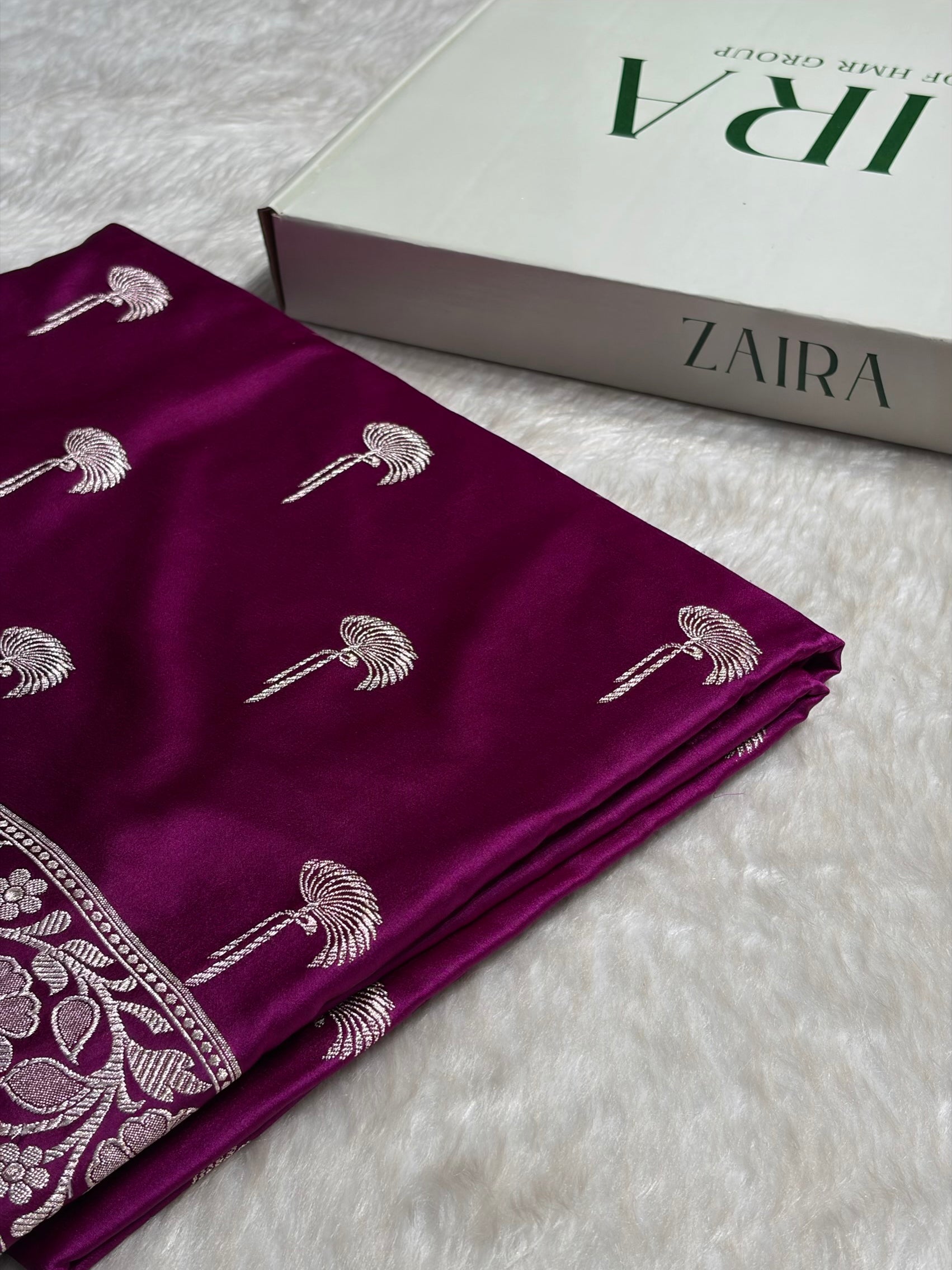 Pinkish Wine Shades Floral Booti Mashru Silk Saree MS55