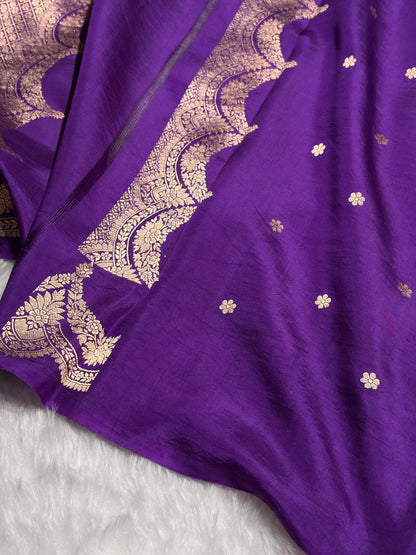 Purple Shades Boota Handwoven Pure Katan Raw Mango Silk RM-19