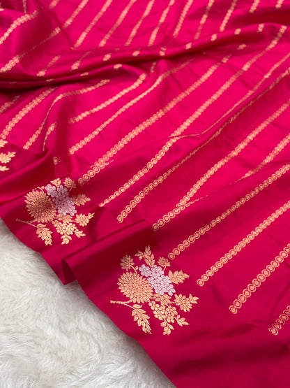 Banarasi Rani Shades Minakari Boota Handwoven Pure Paper Silk RM-78