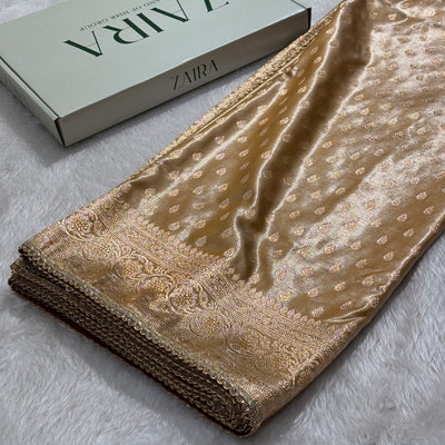Beige Booti Satin Silk Saree with gotta patti SSGP01
