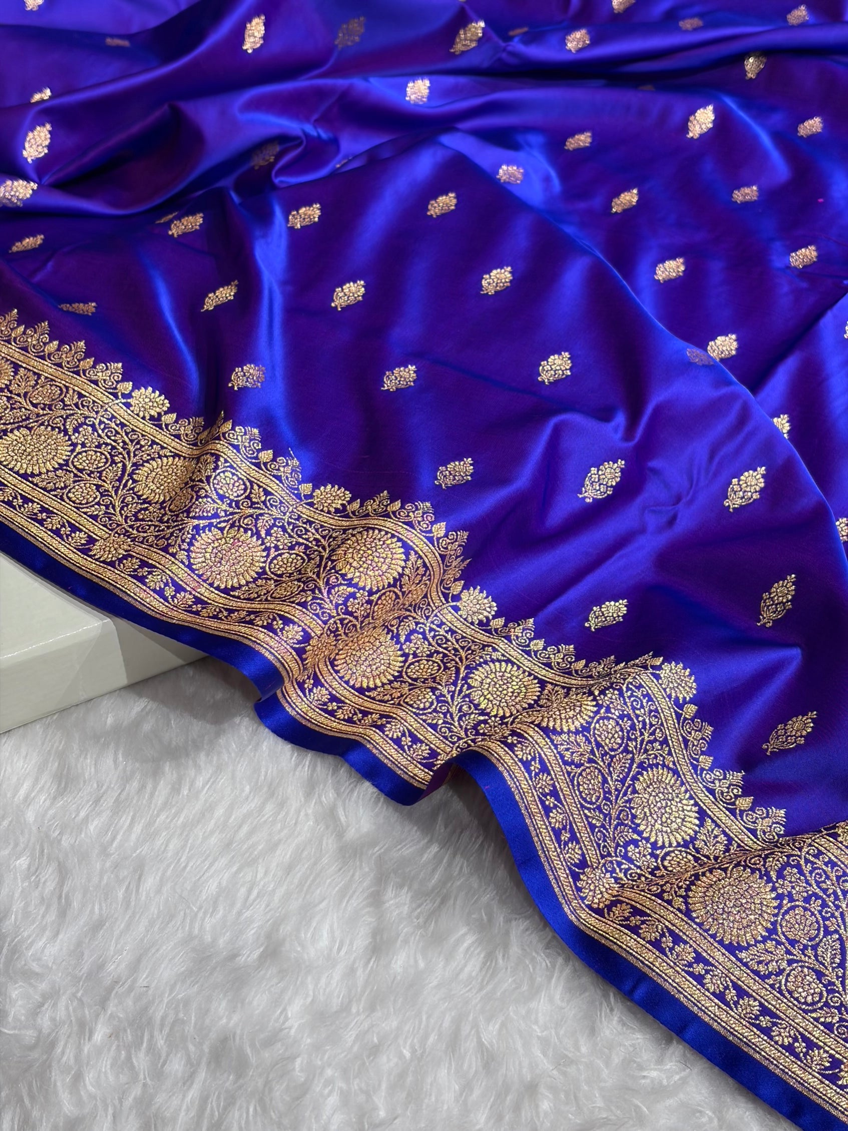 Banarasi Satin Katan Saree in Royal Purple Shades SK82
