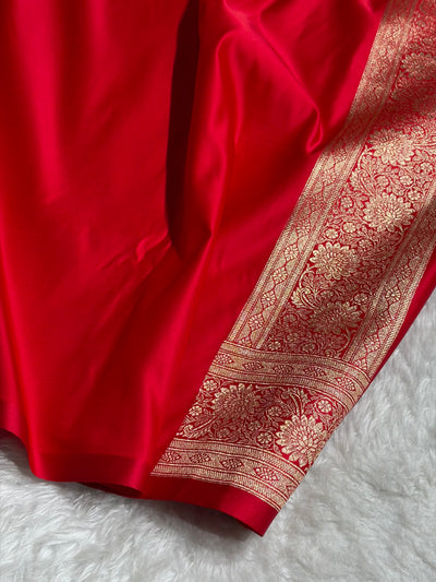 Banarasi Tusser with Red Booti Satin Katan Silk saree SK29