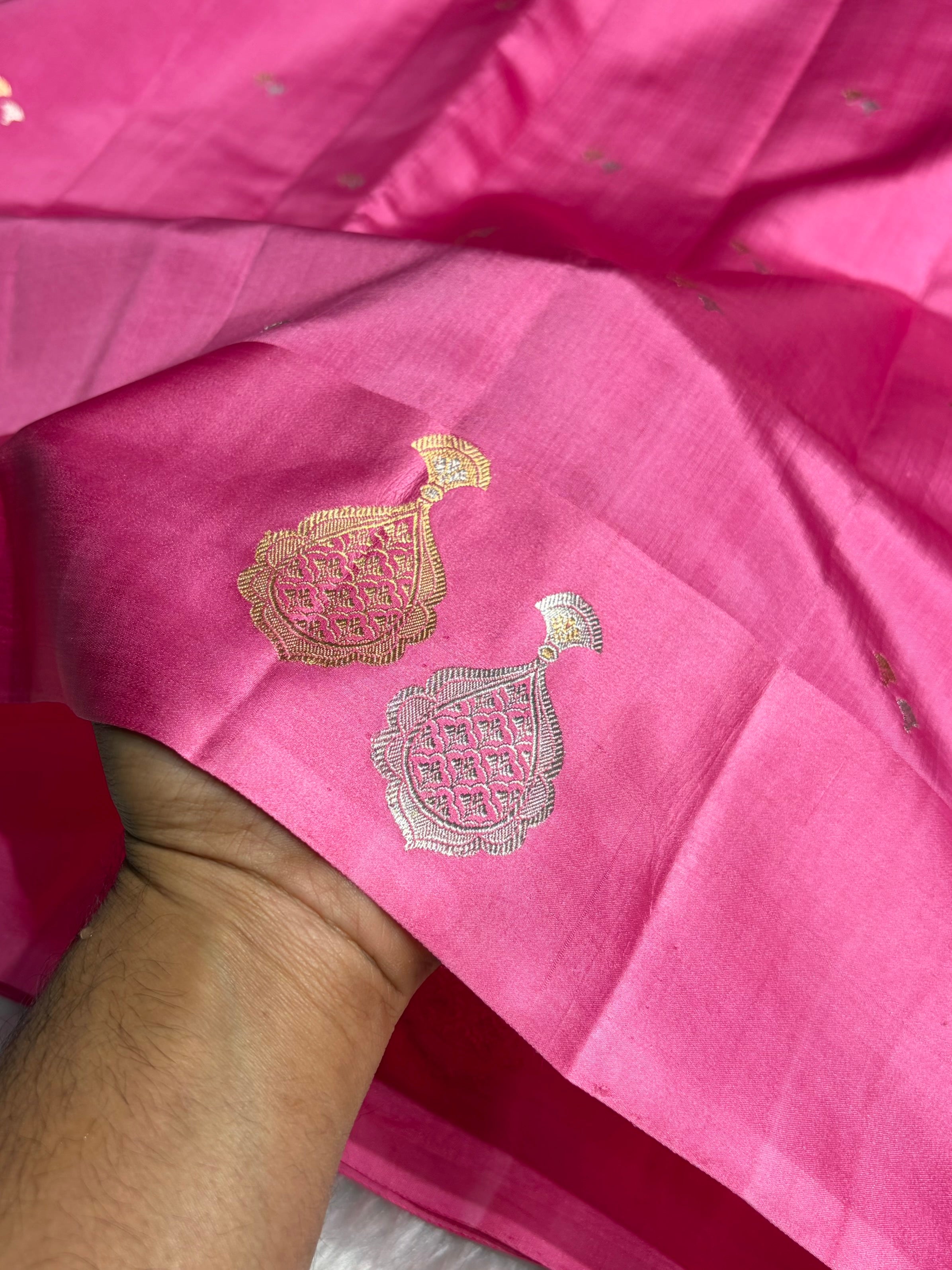 Baby Pink Shades Handwoven Pure Raw Mango Silk RM-60