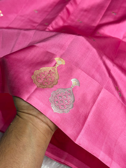 Baby Pink Shades Handwoven Pure Raw Mango Silk RM-60