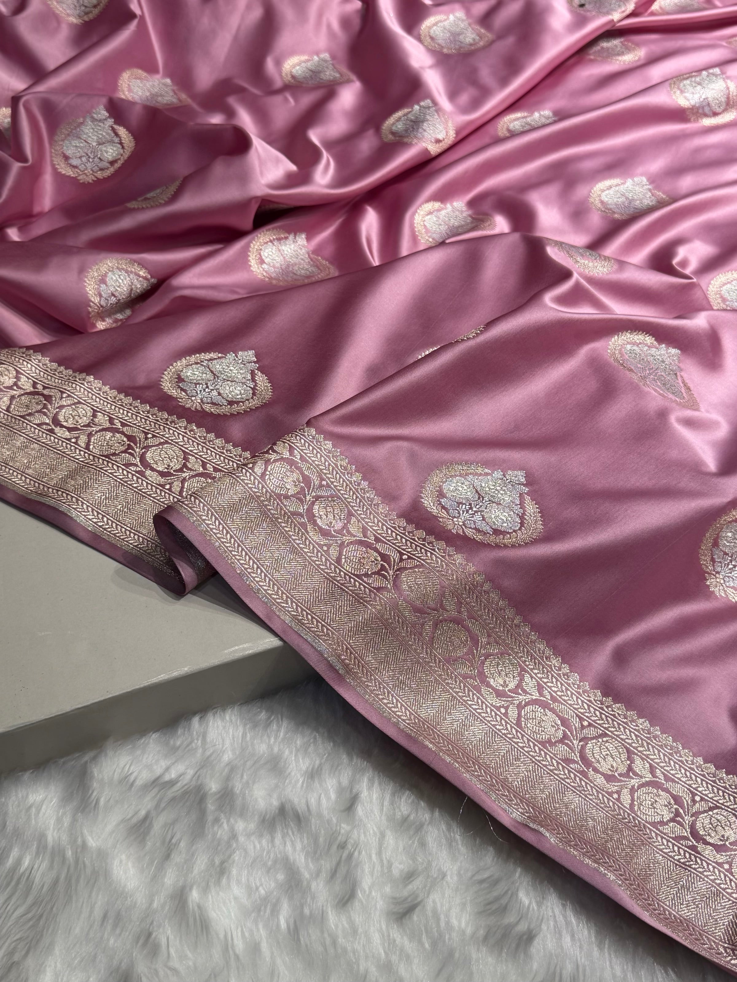 BlushPink Minakari Boota Mashru Silk Saree MS35