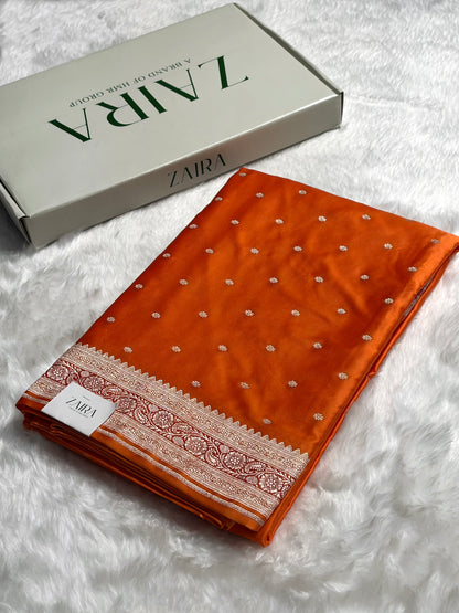 Orange Shades Booti Mashru Silk Saree MS26