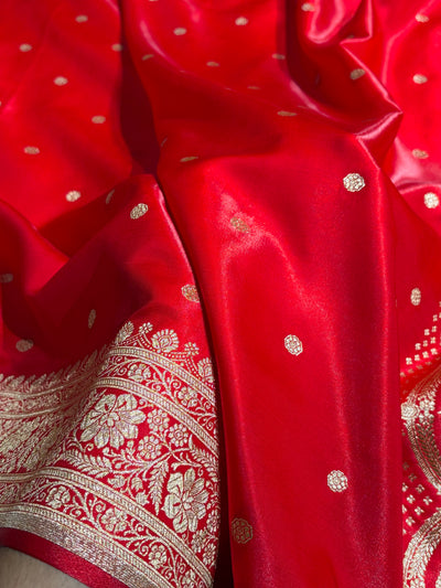 Satin Silk Saree Banarasi Booti in Red Shades SS29