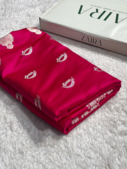 Cross Rani Shades Banarasi Boota Pattern Floral Mashru Silk Saree MSM-112