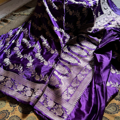 Purple Magenta Shade Mashru Silk Boota