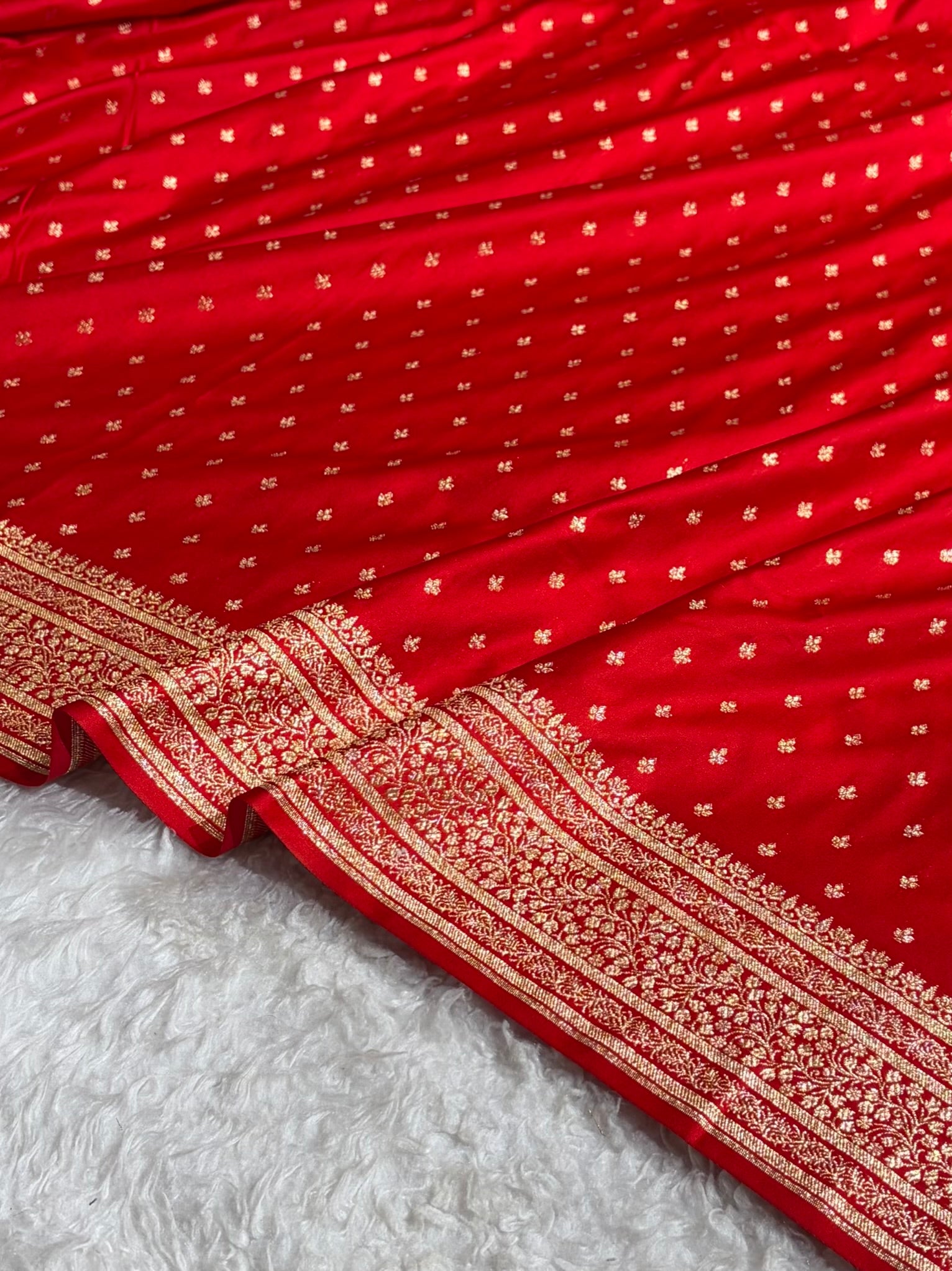 Banarasi Satin Katan Saree in Red Shades SK88