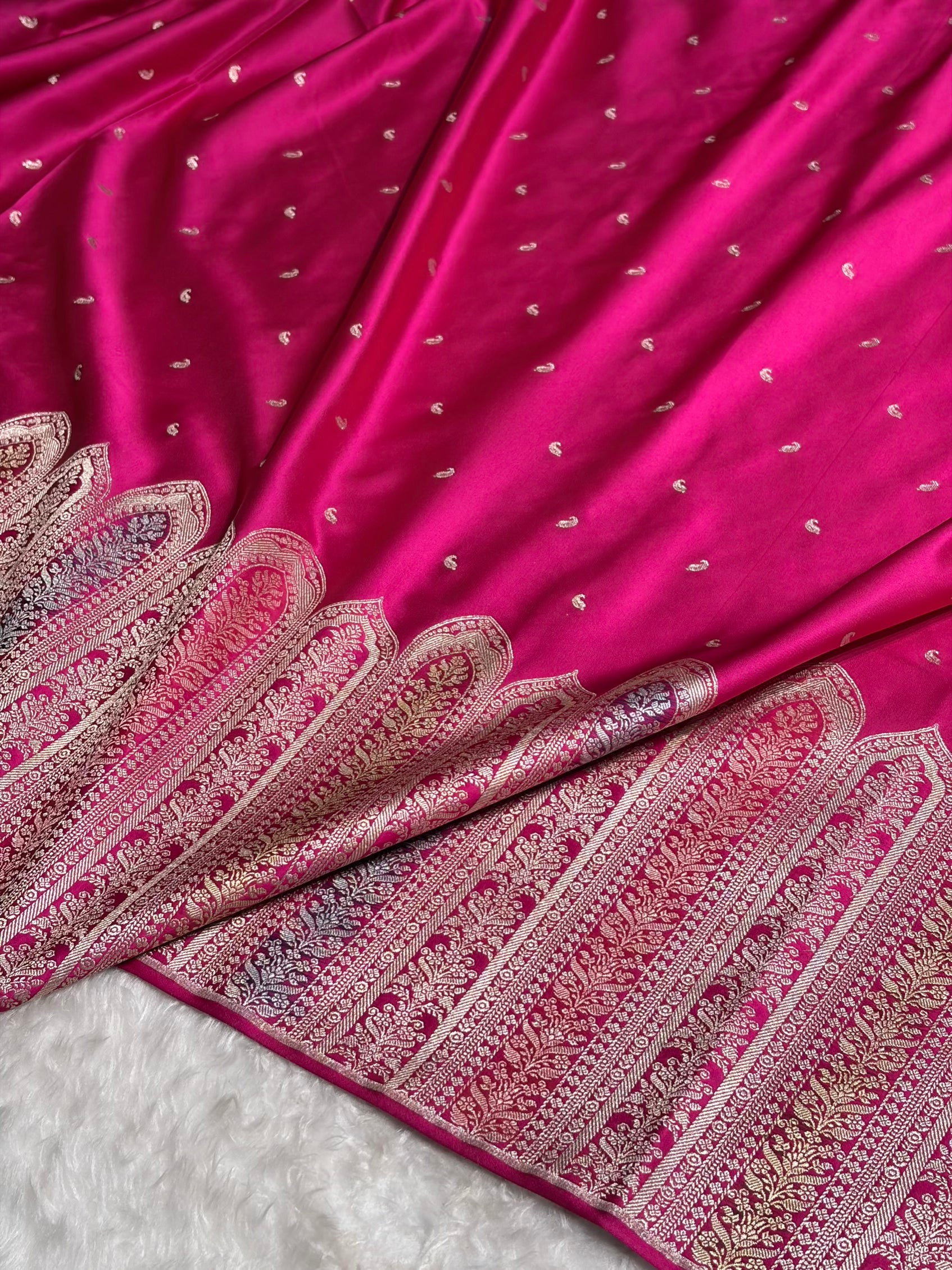 Skirt Border Rani Minakari Mashru Silk Saree MS13