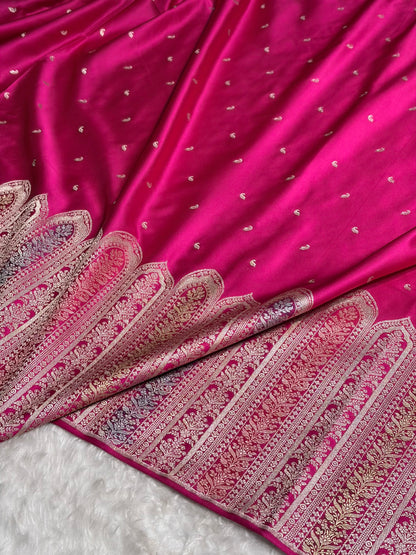 Skirt Border Rani Minakari Mashru Silk Saree MS13