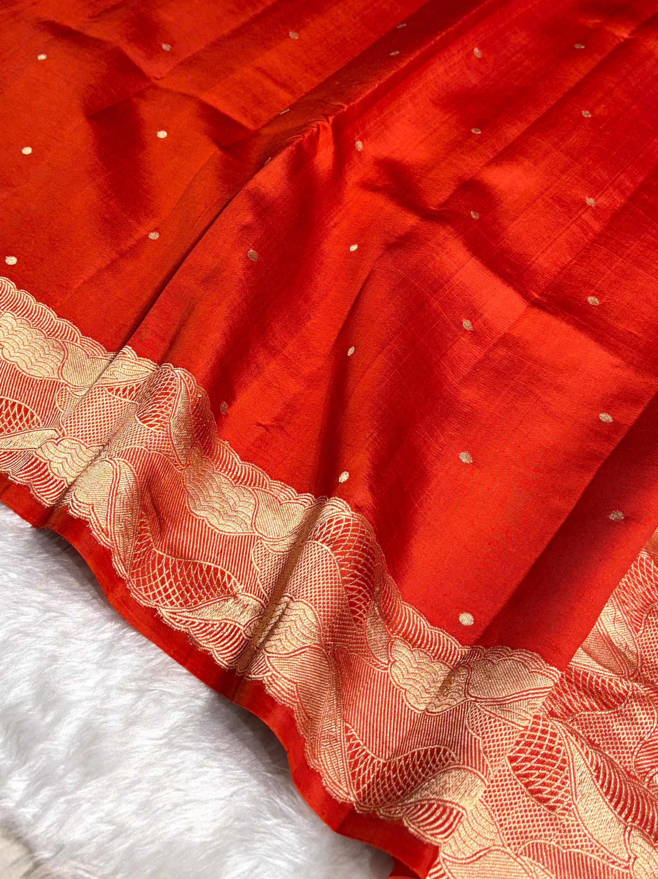 Rusty Orange Shades Handwoven Pure Raw Mango Silk RM-62