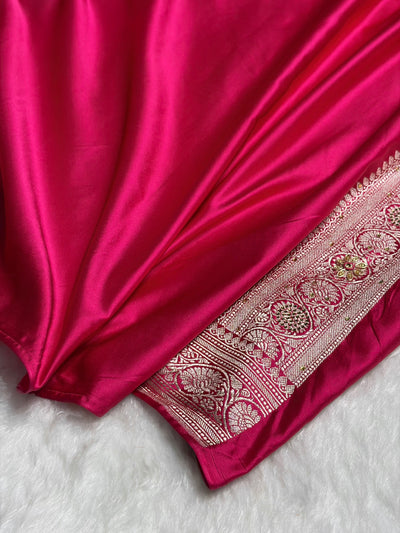 Banarasi Blush Baby Pink Shade Stone Zardozi Work Mashru Silk Boota BMCS17