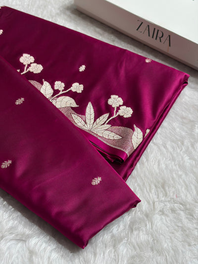 Wine Shade With Booti Pattern Mashru Silk Saree