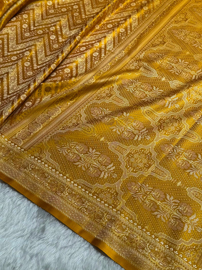 Mustard Jamawar Tanchoi With Minakari Jaal Katan Silk Saree SKTM-26