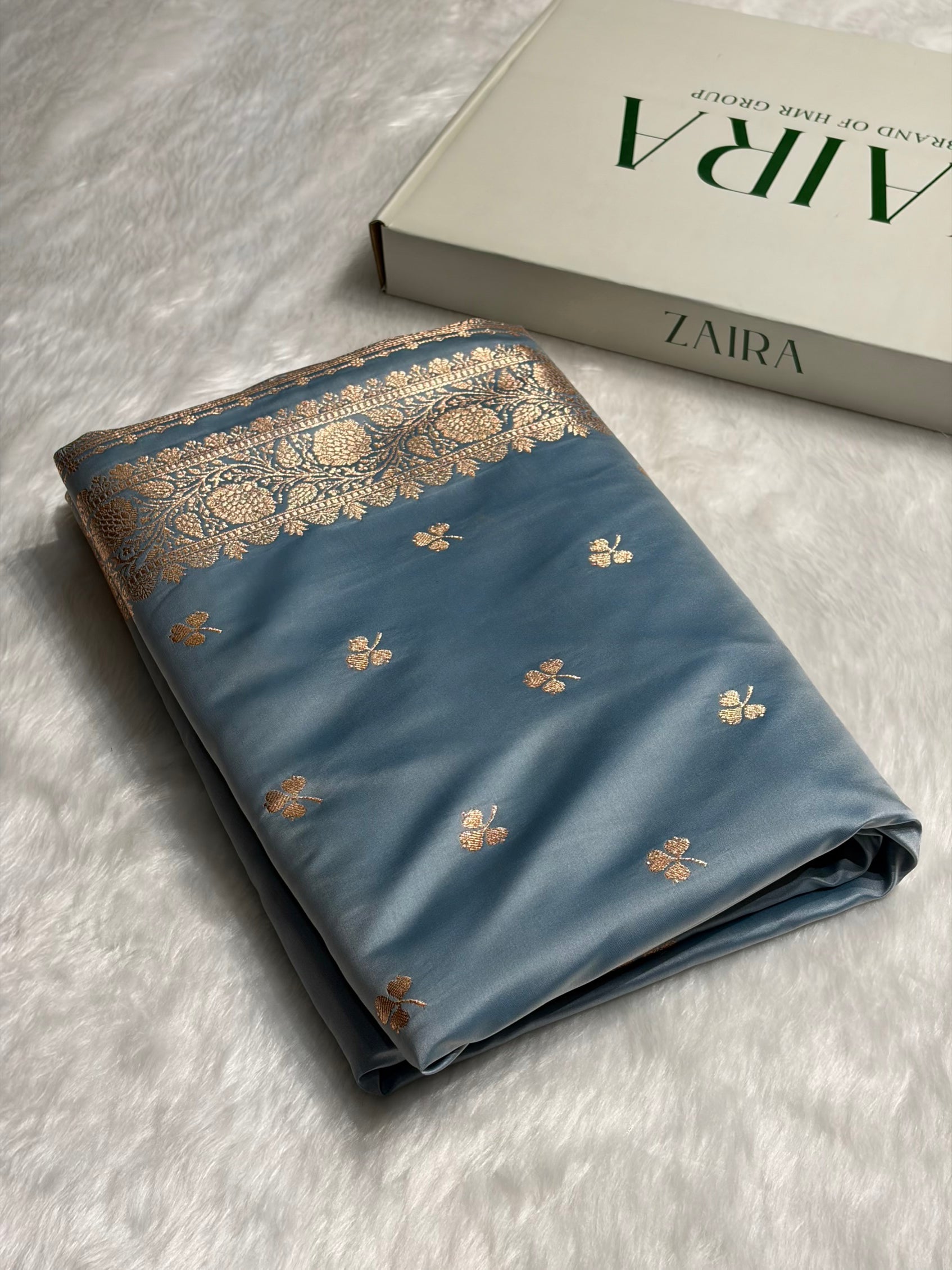 Nile Blue Booti Katan Silk Saree SK09