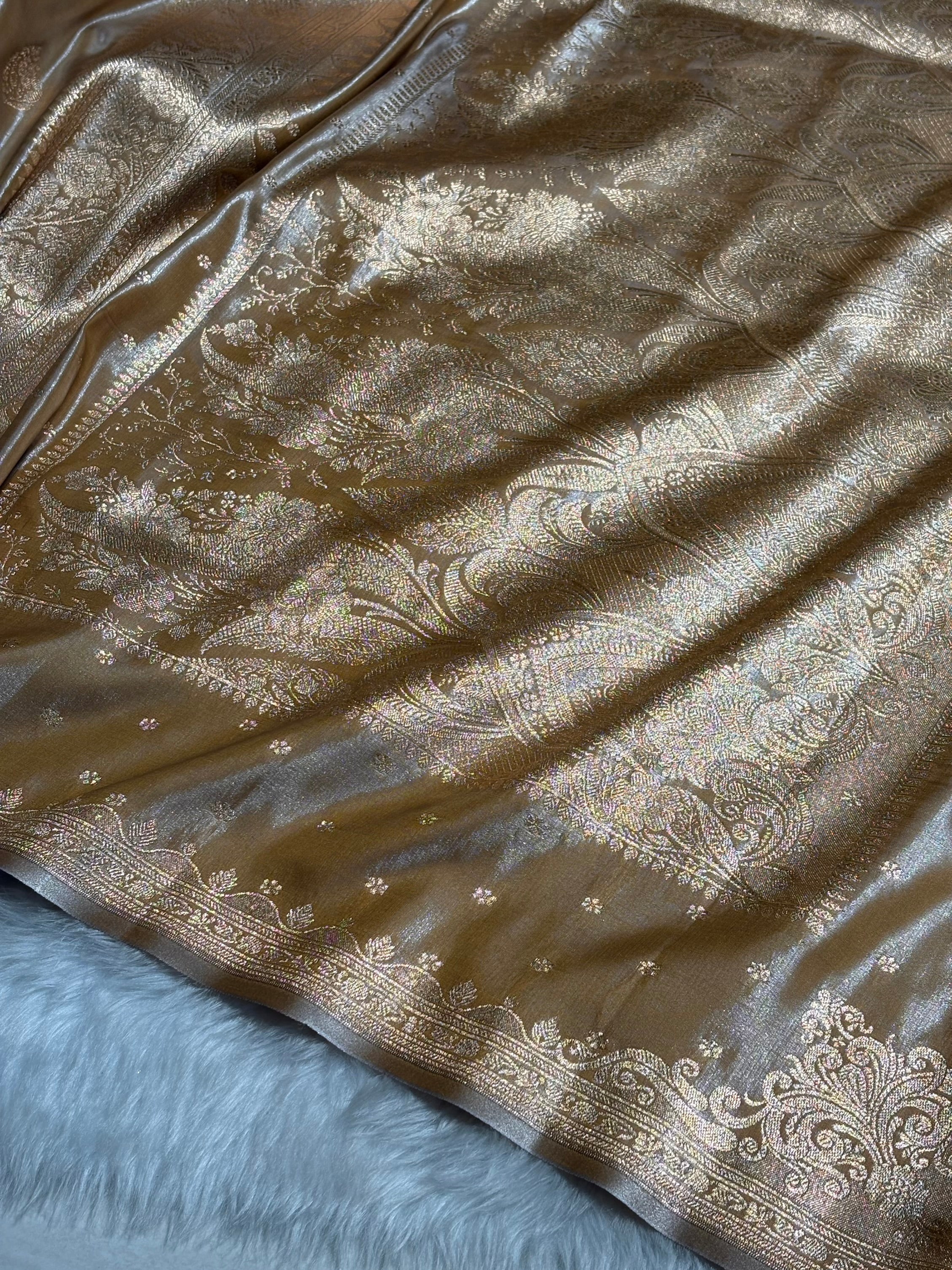 Satin Silk Saree Booti Motif in Tusser Shades SS20