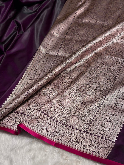 Wine Shades Floral Border Mashru Silk Saree MSM-62