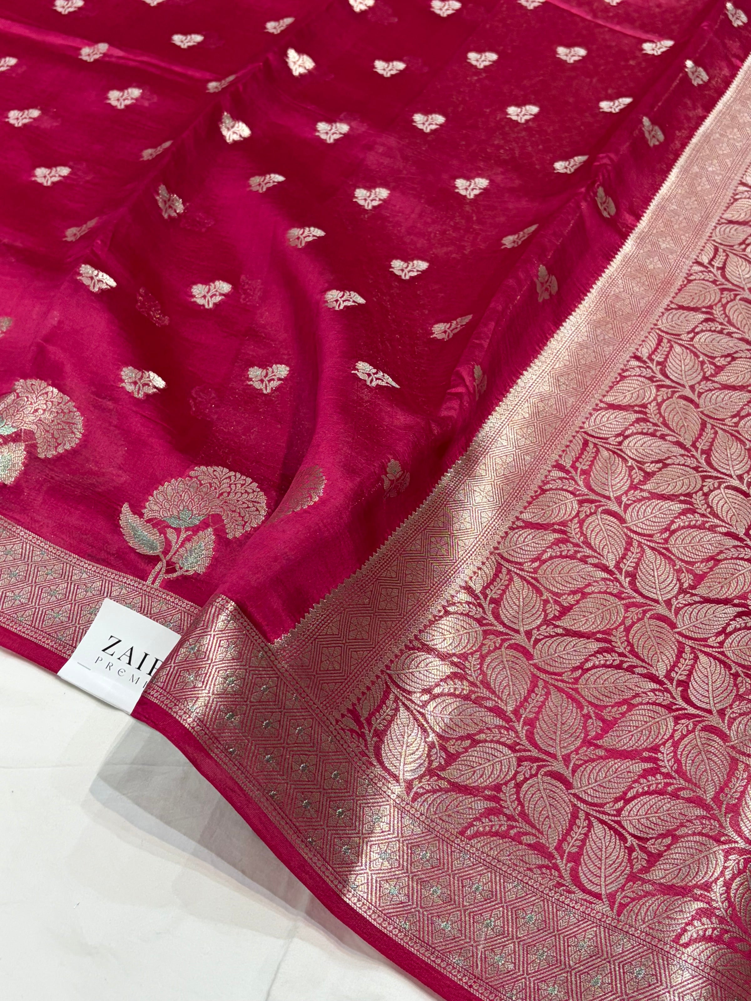 Rani Flower Booti Pure Caramel Silk Saree