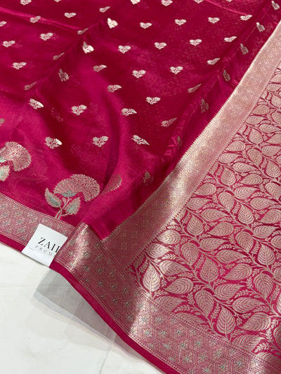 Rani Flower Booti Pure Caramel Silk Saree