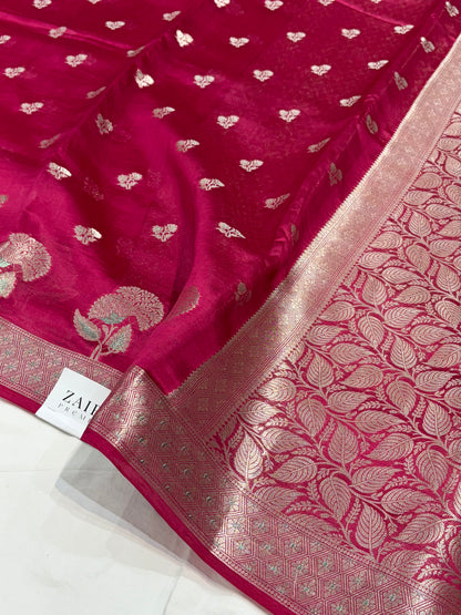 Rani Flower Booti Pure Caramel Silk Saree