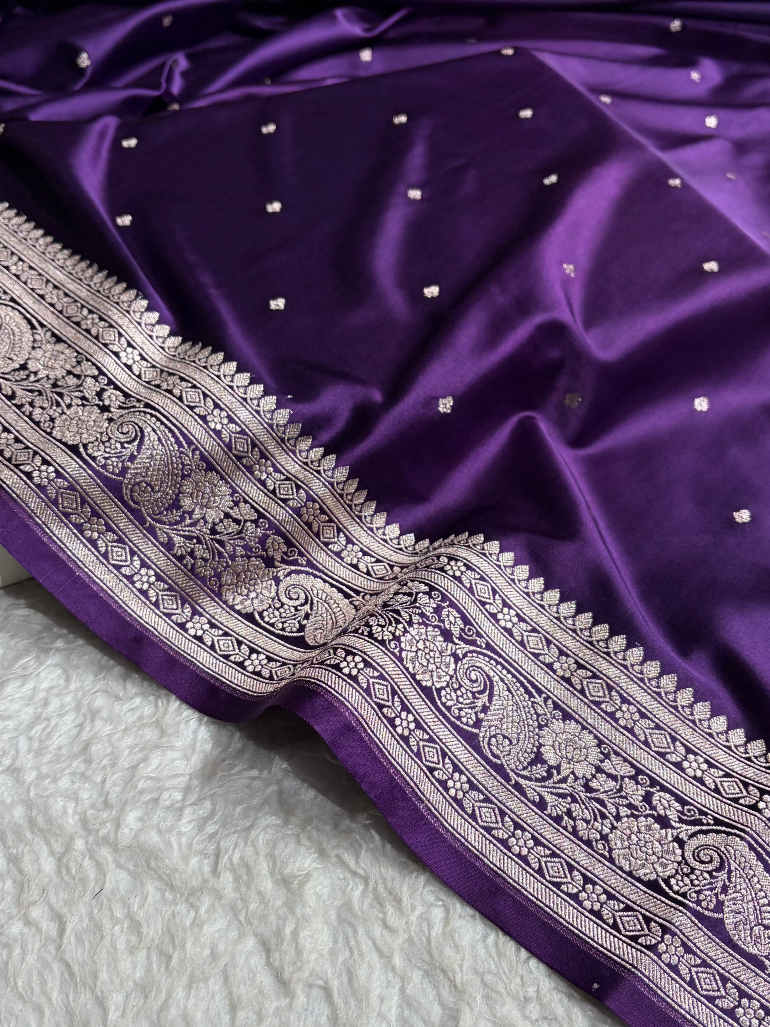 Banarasi Purple Shades Floral Mashru Silk Saree MS64