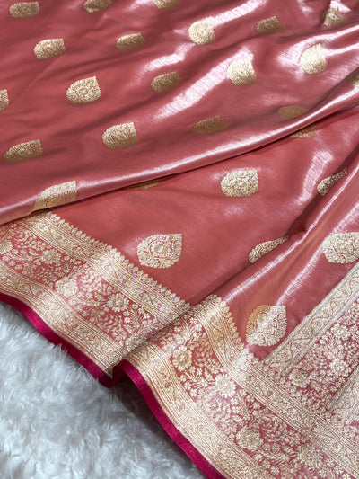 Ultra Light Weight Satin Silk Boota in Gajri Shades SS05