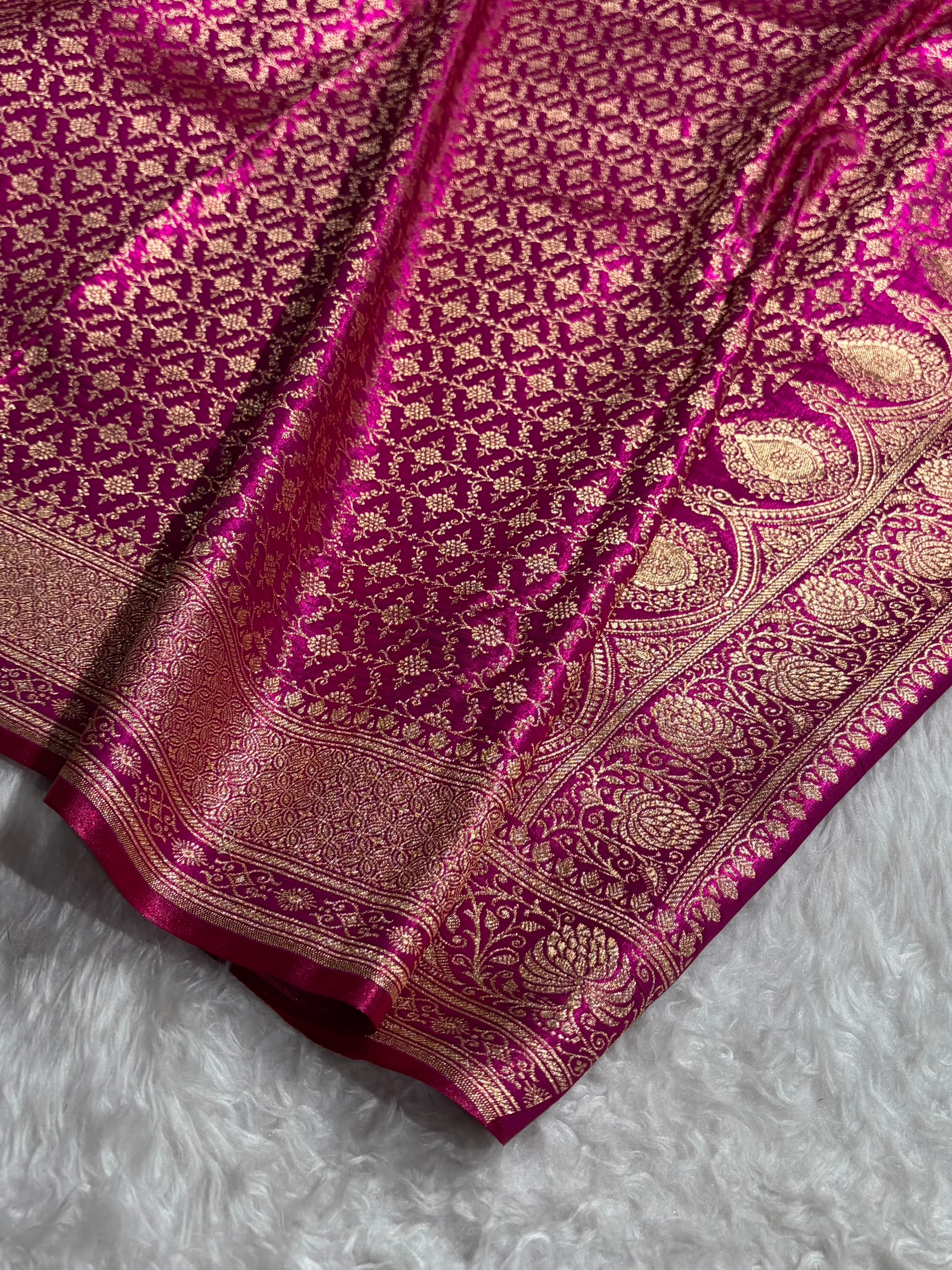 Banarasi Satin Silk Saree Jaal in Magenta Shades SS23