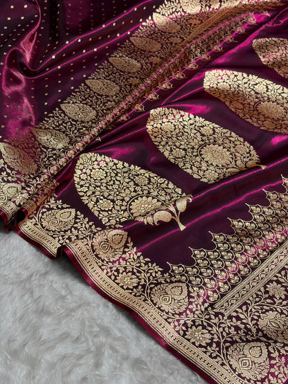 Ultra Light Weight Satin Silk Boota in Wine Shades SS31