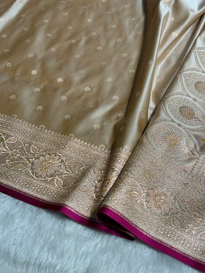 Tusser Booti Satin katan Silk Saree SK11