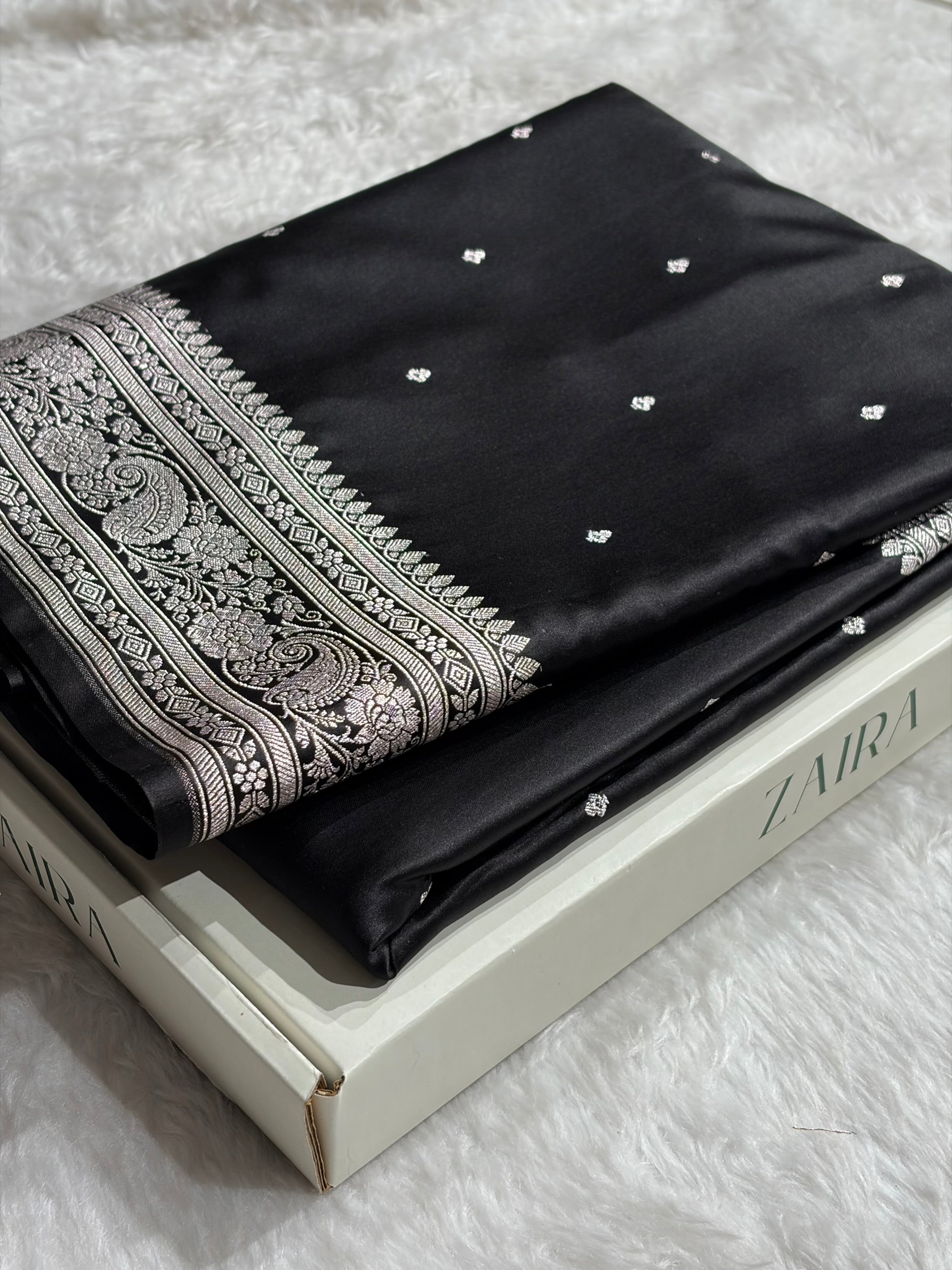 Black Shades Booti Mashru Silk Saree MS64
