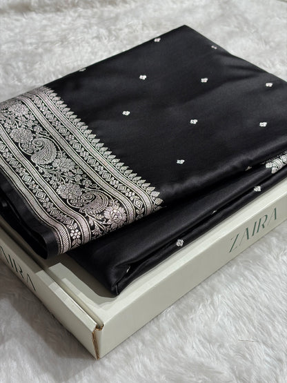 Black Shades Booti Mashru Silk Saree MS64