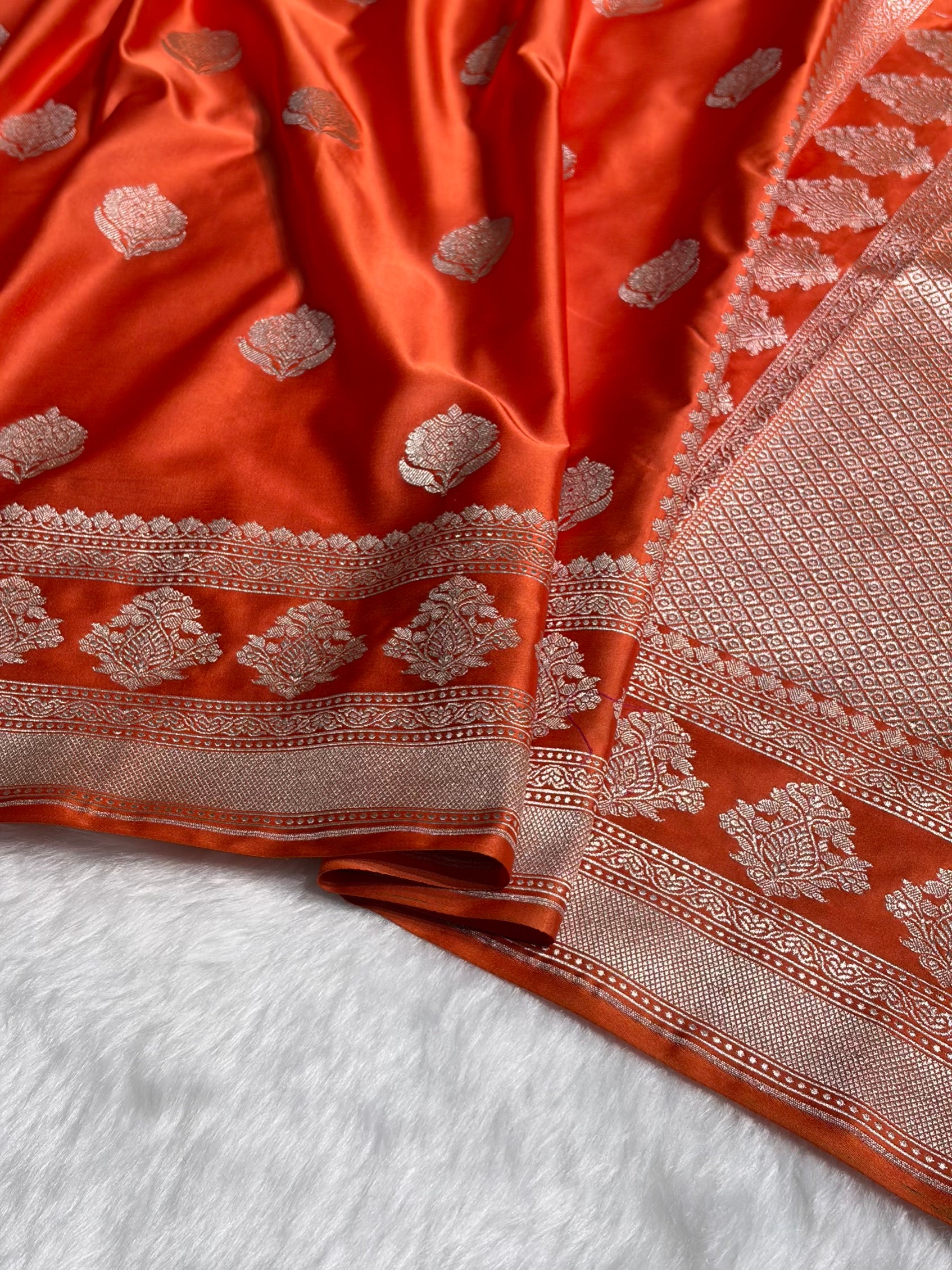 Orange Boota Motif Mashru Silk Saree MS43