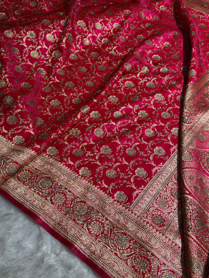 Banarasi Bridal Rani Pink Jaal with Swarovski Stone BSS13 (E)